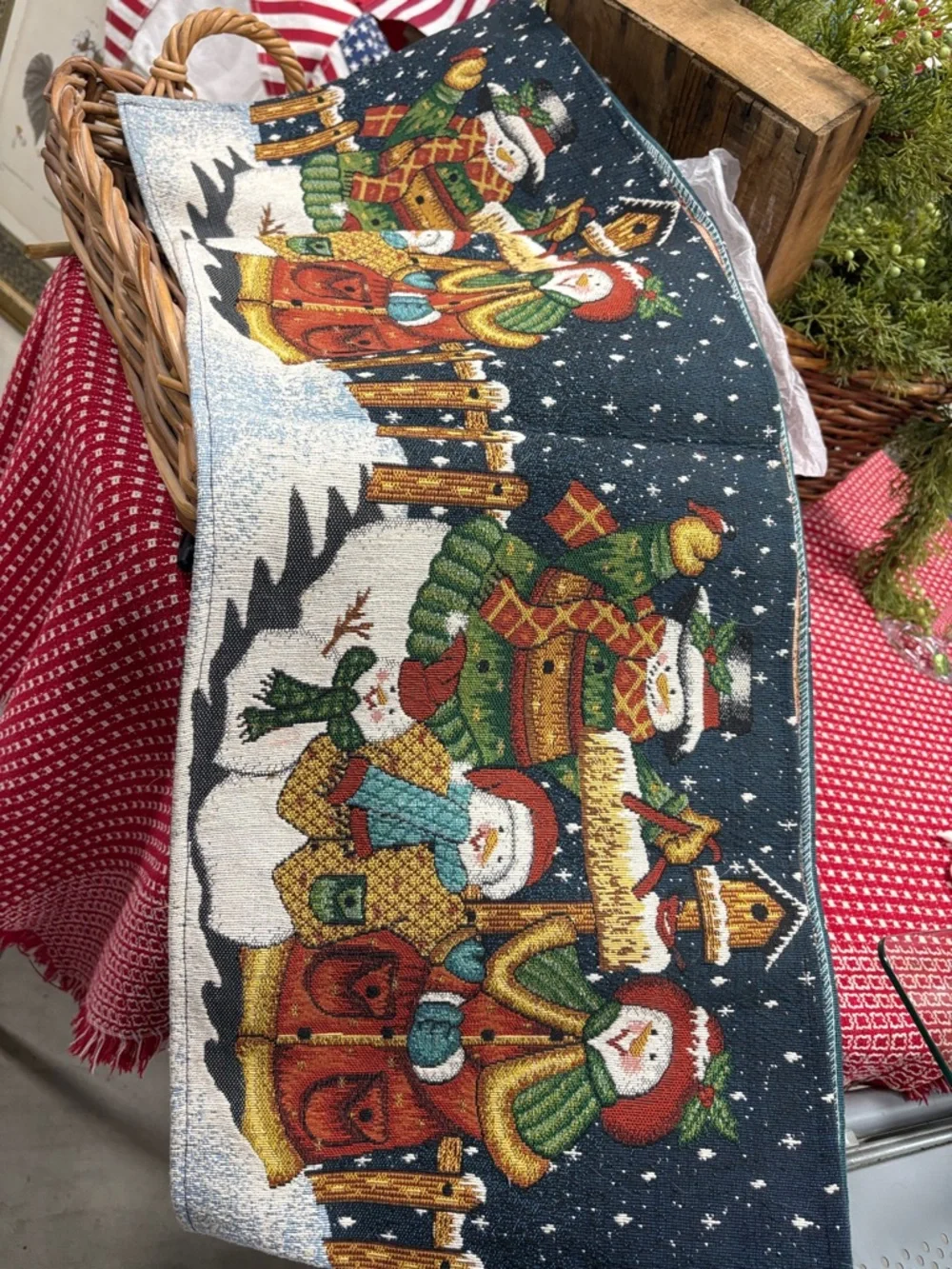 Holiday Snowman Tapestry Runner -